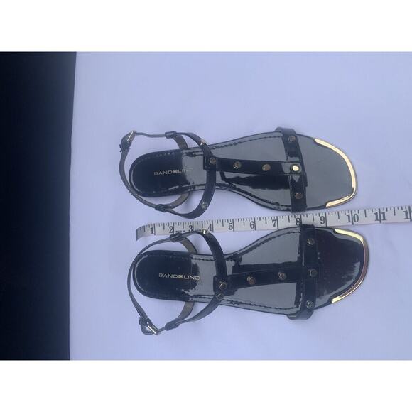 New Bandolino 8.5 Black Gold Accent Trim Sandals BDTAOS Taos 1541 Women’s size - Picture 11 of 12